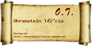 Ohrenstein Tácia névjegykártya